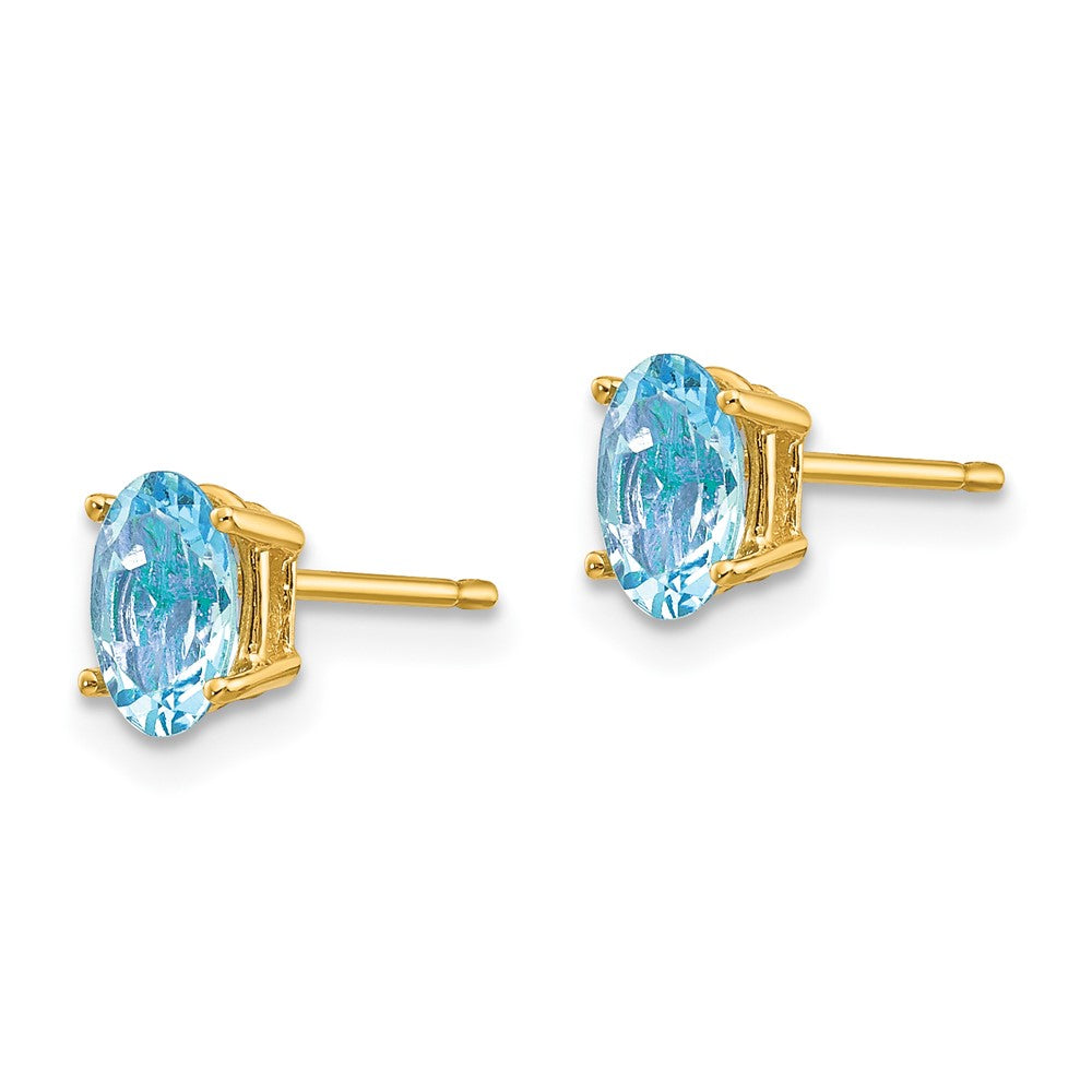 14K Gelbgold Aquamarin-Ohrstecker