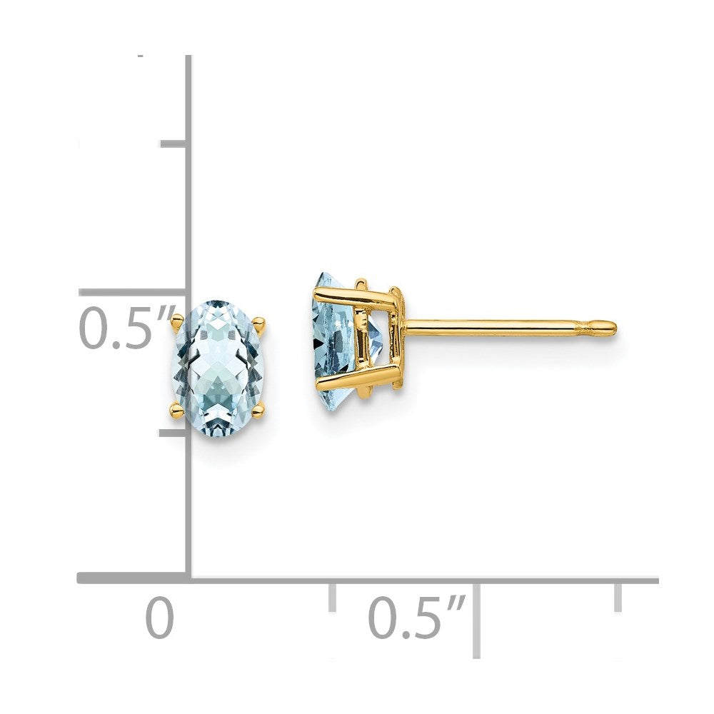 14K Gelbgold Aquamarin-Ohrstecker