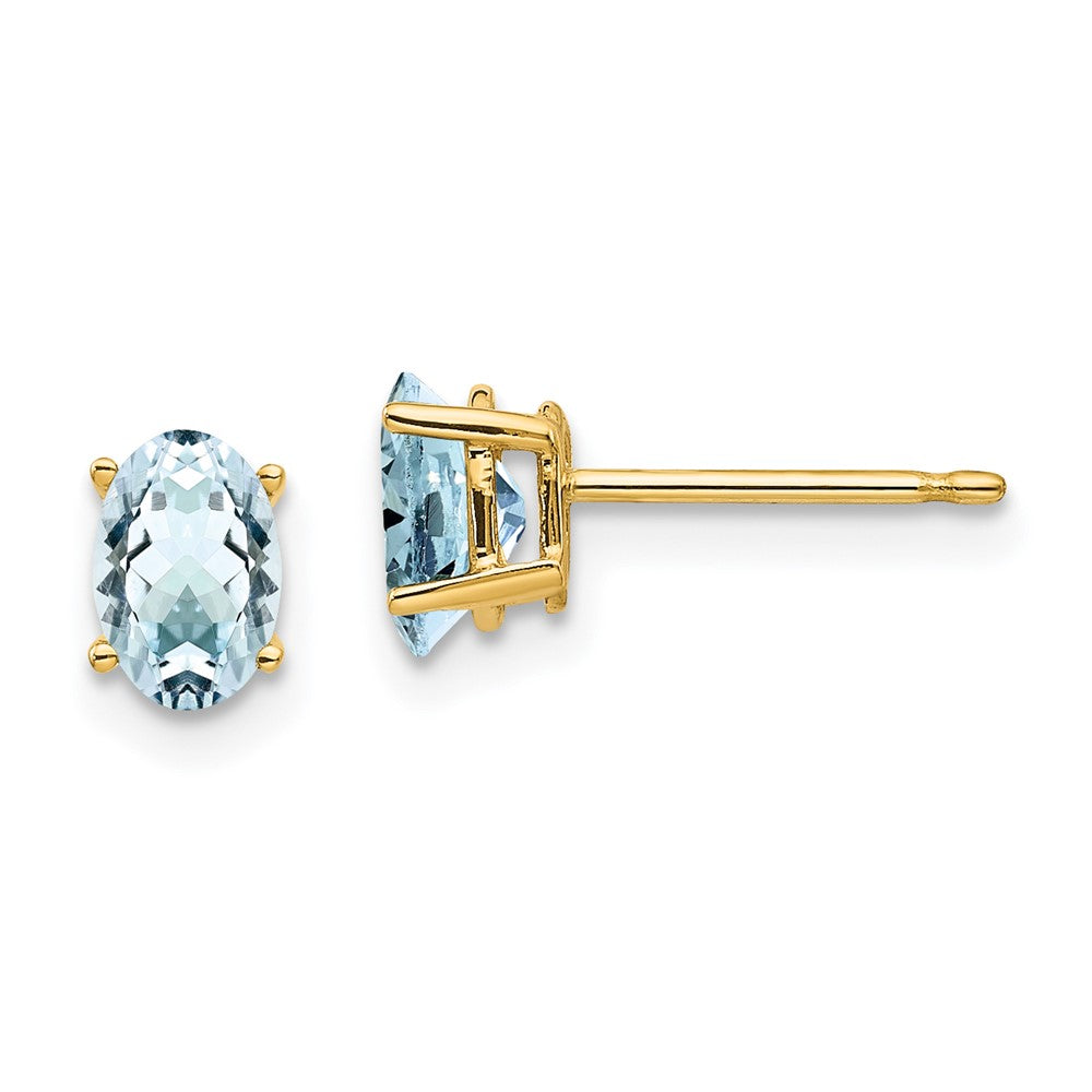 14K Gelbgold Aquamarin-Ohrstecker