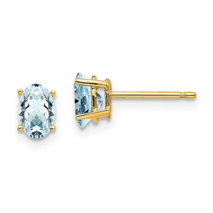 14K Gelbgold Aquamarin-Ohrstecker