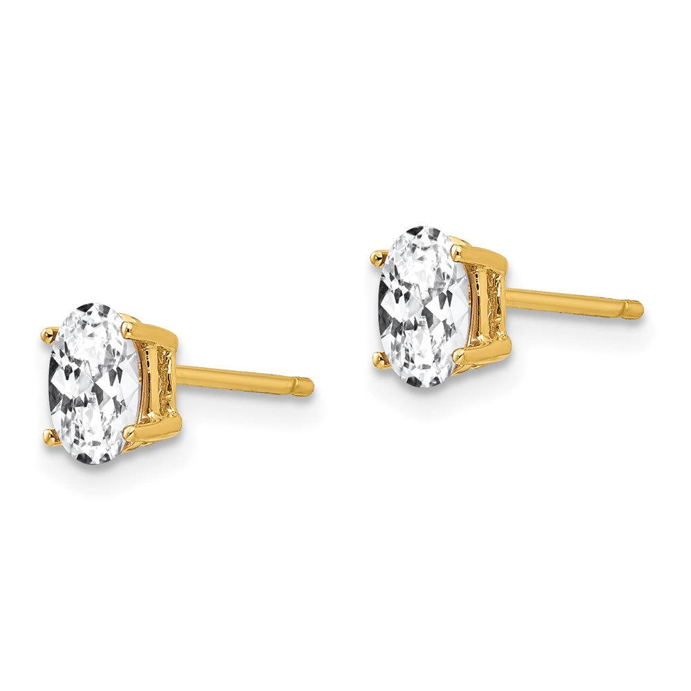 14K Gelbgold Ohrringe mit ovalem Zirkonia, 6x4 mm