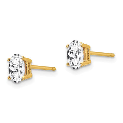 14K Gelbgold Ohrringe mit ovalem Zirkonia, 6x4 mm