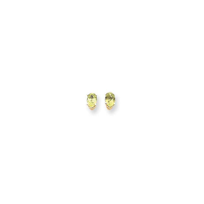 14K Gelbgold Ohrringe mit ovalem Peridot im Schachbrettschliff, 6 x 4 mm