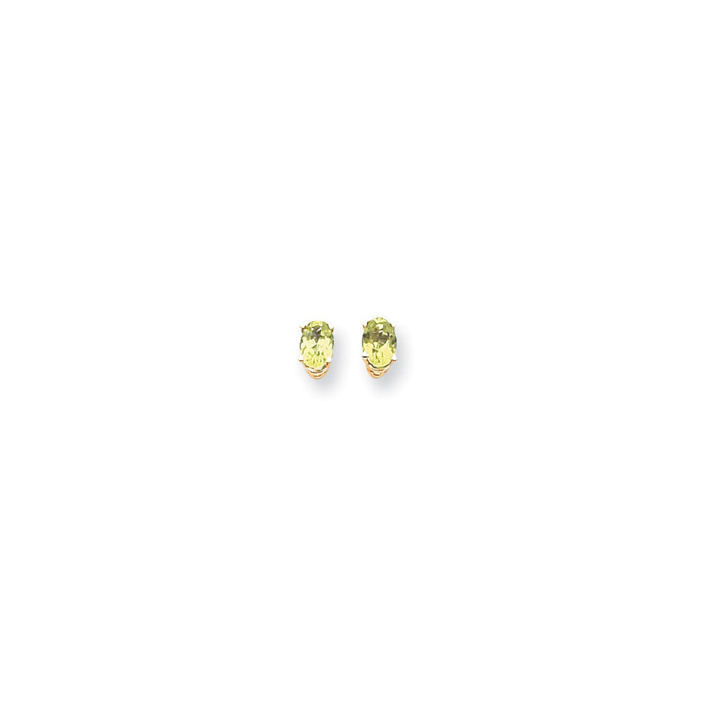 14K Gelbgold Ohrringe mit ovalem Peridot, 6 x 4 mm