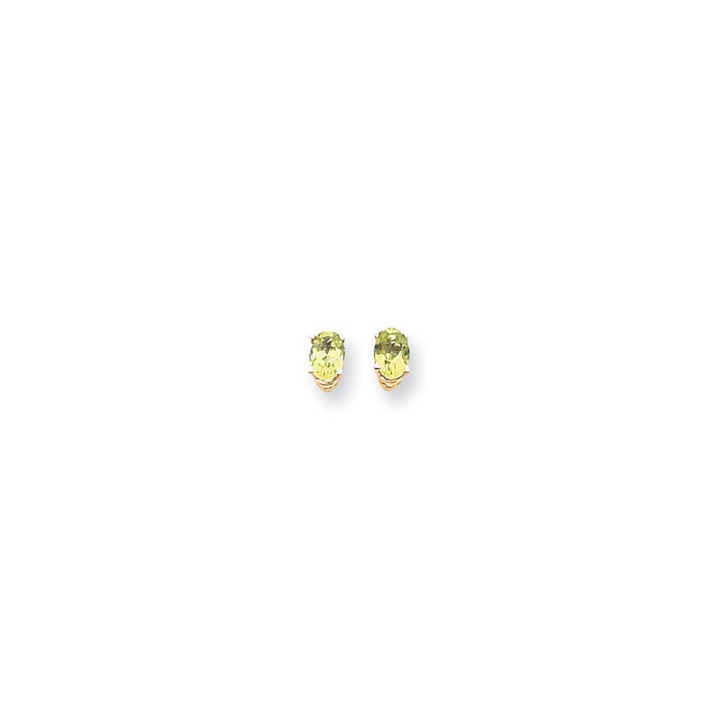 14K Gelbgold Ohrringe mit ovalem Peridot, 6 x 4 mm