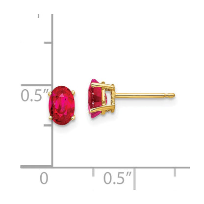 14K Gelbgold Rubin-Ohrstecker