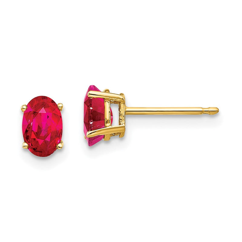 14K Gelbgold Rubin-Ohrstecker