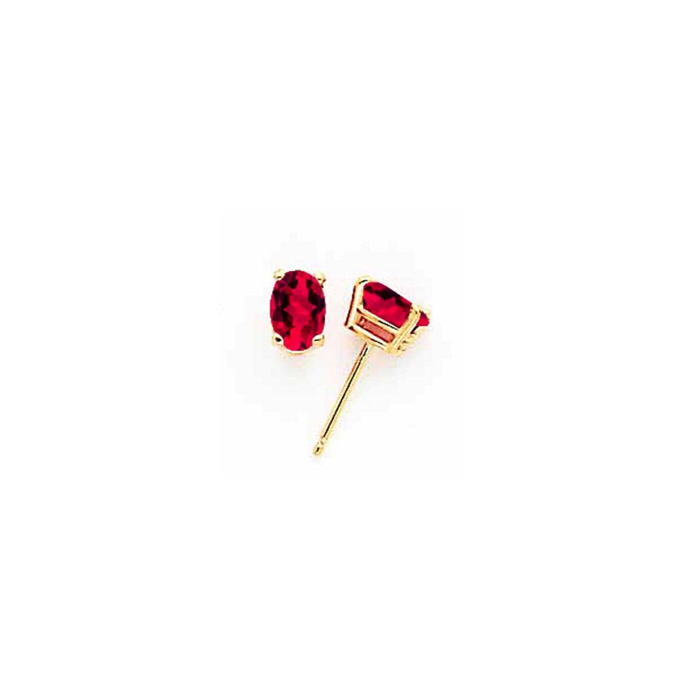14K Gelbgold Ohrringe mit ovalem Rubin 6x4mm