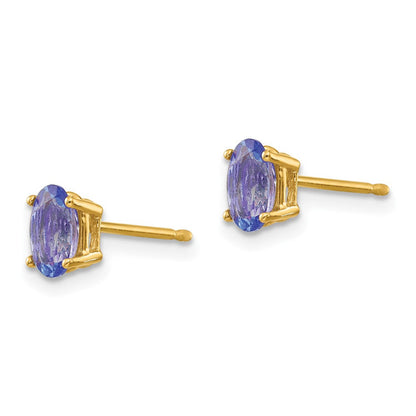 14K Gelbgold Tansanit Ohrstecker