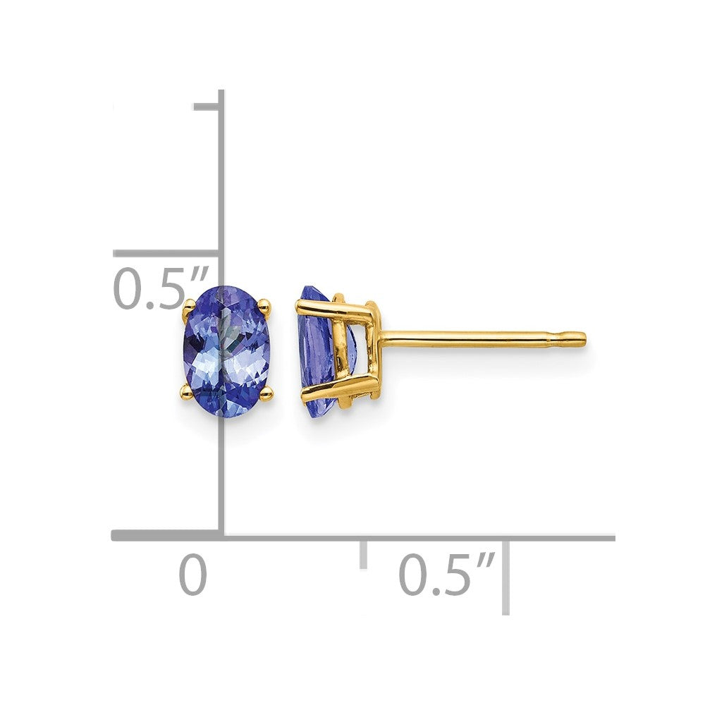 14K Gelbgold Tansanit Ohrstecker