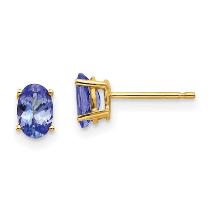 14K Gelbgold Tansanit Ohrstecker