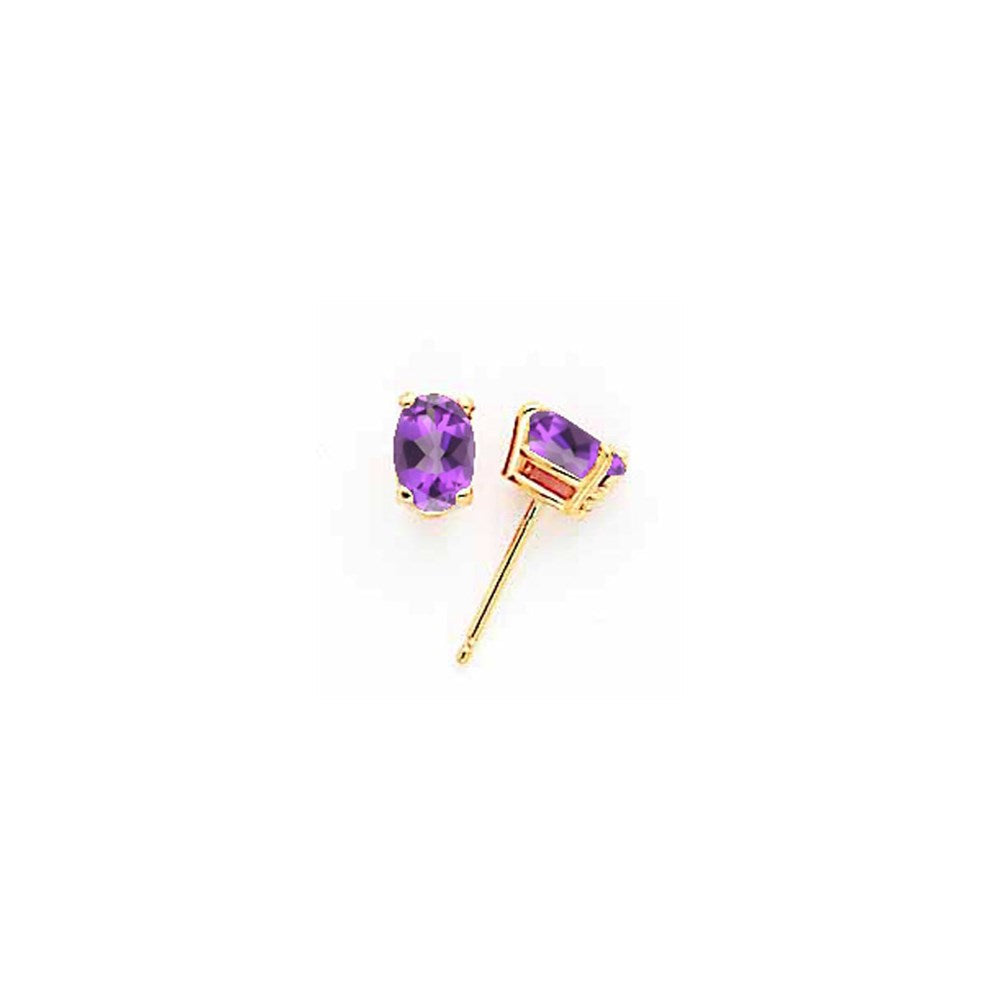14K Gelbgold Ohrringe mit ovalem Tsavorit, 6x4 mm