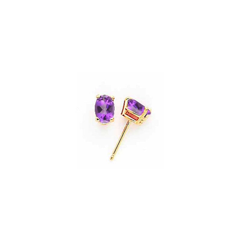 14K Gelbgold Ohrringe mit ovalem Tsavorit, 6x4 mm