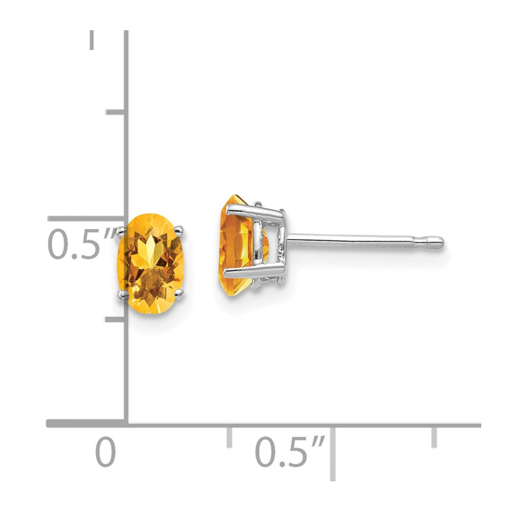 14K Weißgold Citrin Oval Ohrstecker