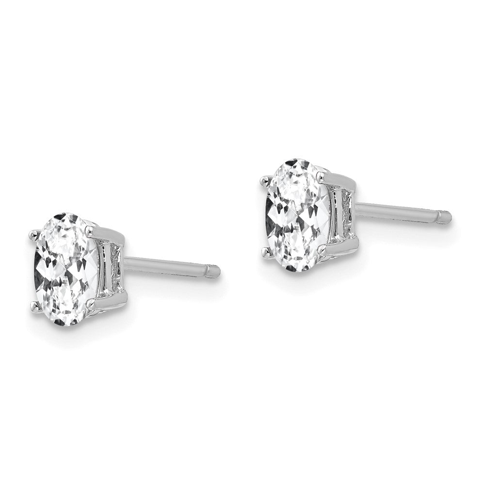 14K Weißgold Ohrstecker mit ovalem Zirkonia