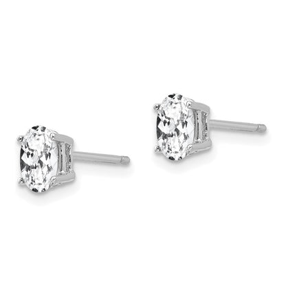 14K Weißgold Ohrstecker mit ovalem Zirkonia