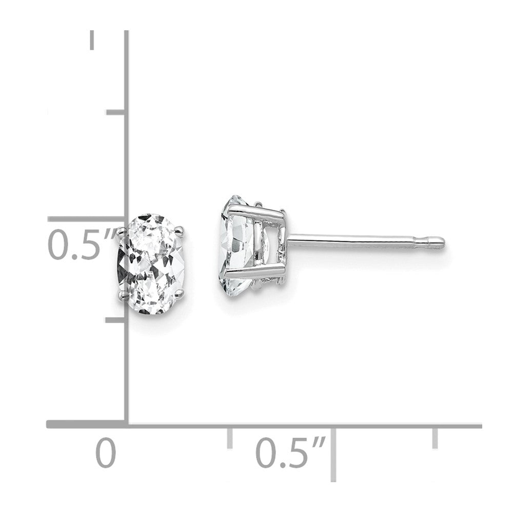 14K Weißgold Ohrstecker mit ovalem Zirkonia