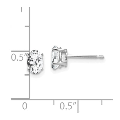 14K Weißgold Ohrstecker mit ovalem Zirkonia