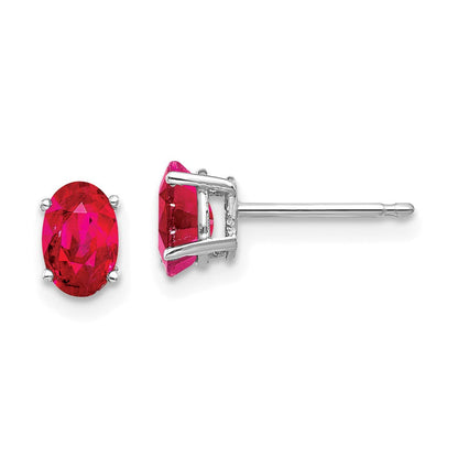 14K Weißgold Rubin-Ohrringe