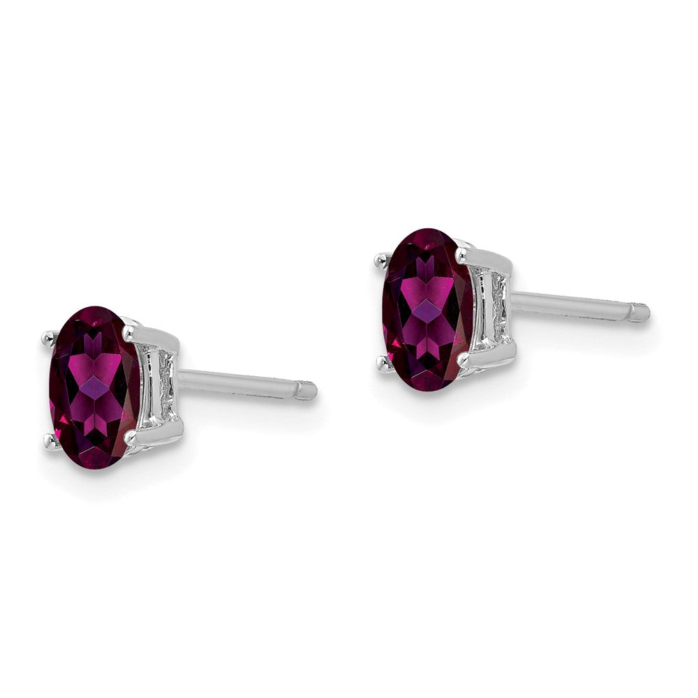 14K Weißgold Ohrringe mit 6x4 mm ovalem Rhodolith-Granat