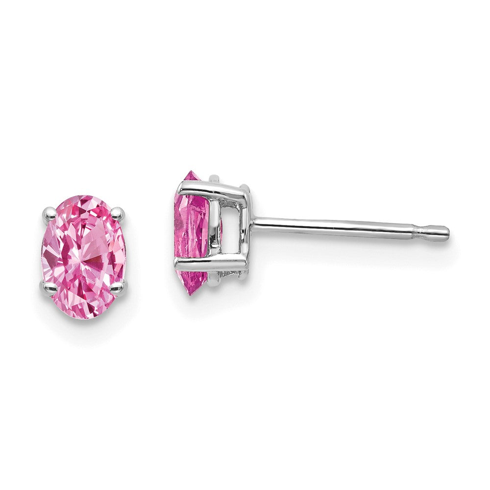 14K Weißgold Ohrringe mit rosa Saphir