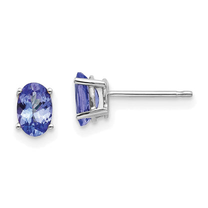 14K Weißgold Tansanit Ohrringe