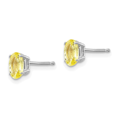 14K Weißgold Ohrringe mit gelbem Saphir