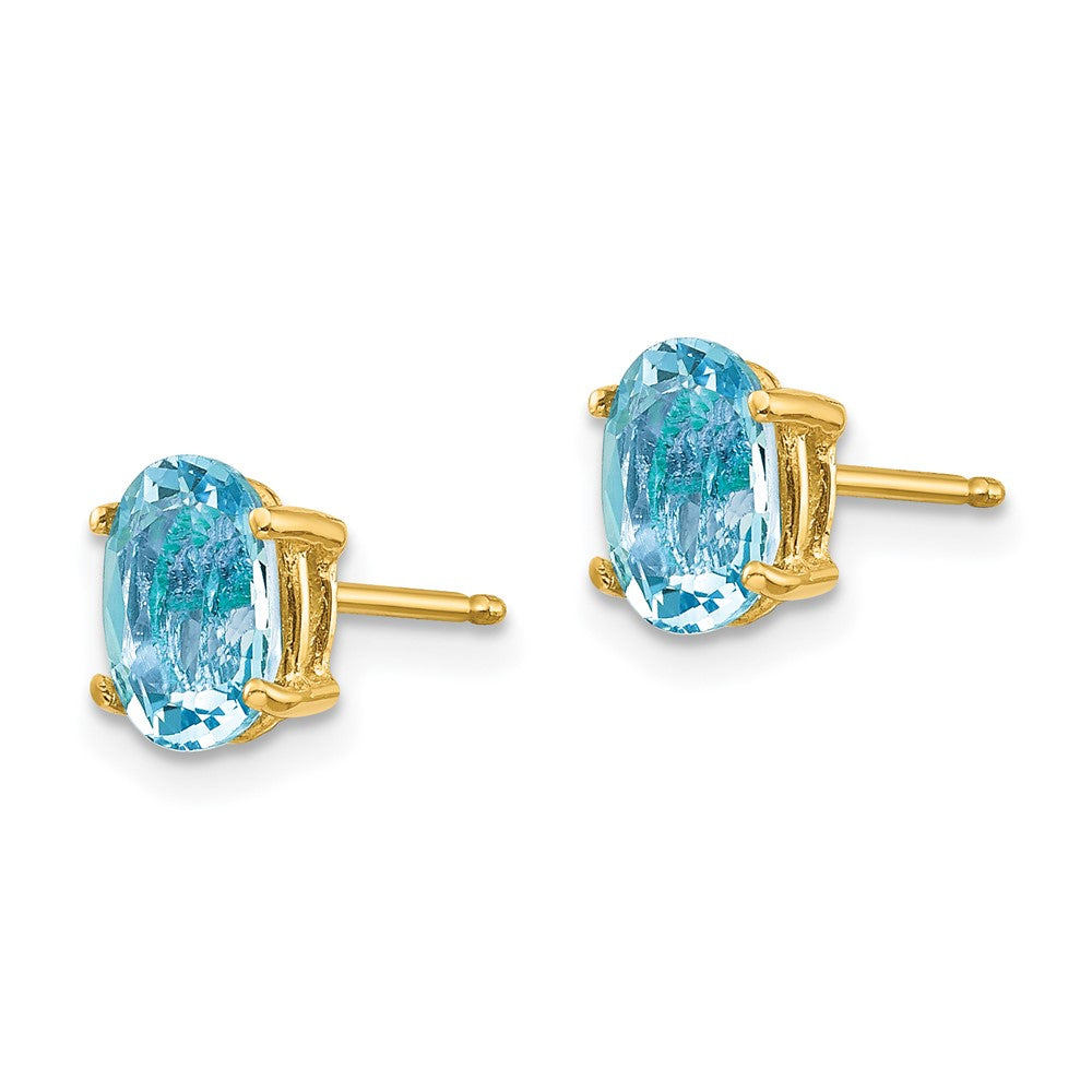 14K Gelbgold Aquamarin-Ohrstecker