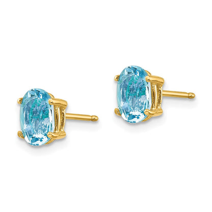 14K Gelbgold Aquamarin-Ohrstecker
