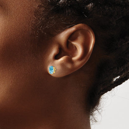 14K Gelbgold Aquamarin-Ohrstecker