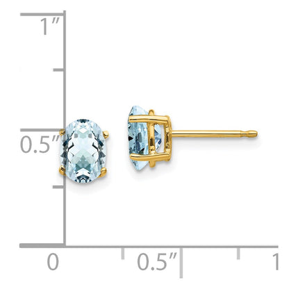 14K Gelbgold Aquamarin-Ohrstecker