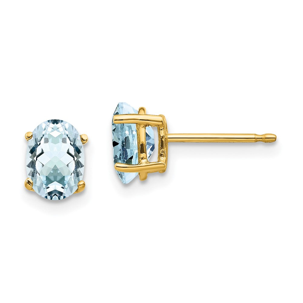 14K Gelbgold Aquamarin-Ohrstecker