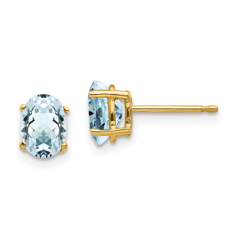 14K Gelbgold Aquamarin-Ohrstecker