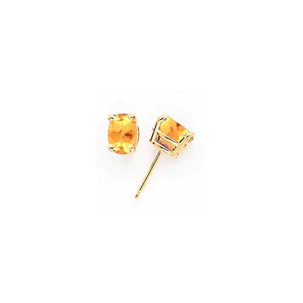 14K Gelbgold Ohrringe mit ovalem Citrin, 7x5 mm