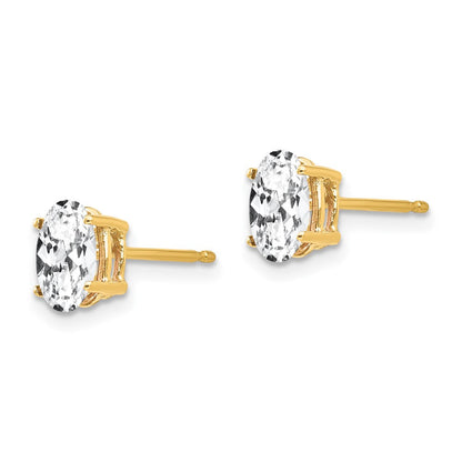 14K Gelbgold Ohrringe mit ovalem Zirkonia, 7 x 5 mm