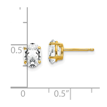 14K Gelbgold Ohrringe mit ovalem Zirkonia, 7 x 5 mm