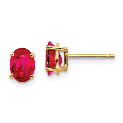 14K Gelbgold Ohrstecker mit Rubin