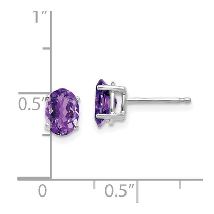 14K Weißgold Ohrringe mit ovalem Amethyst 7x5 mm