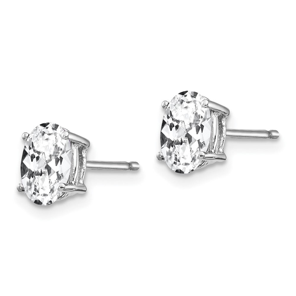 14K Weißgold Ohrstecker mit ovalem Zirkonia
