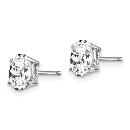 14K Weißgold Ohrstecker mit ovalem Zirkonia