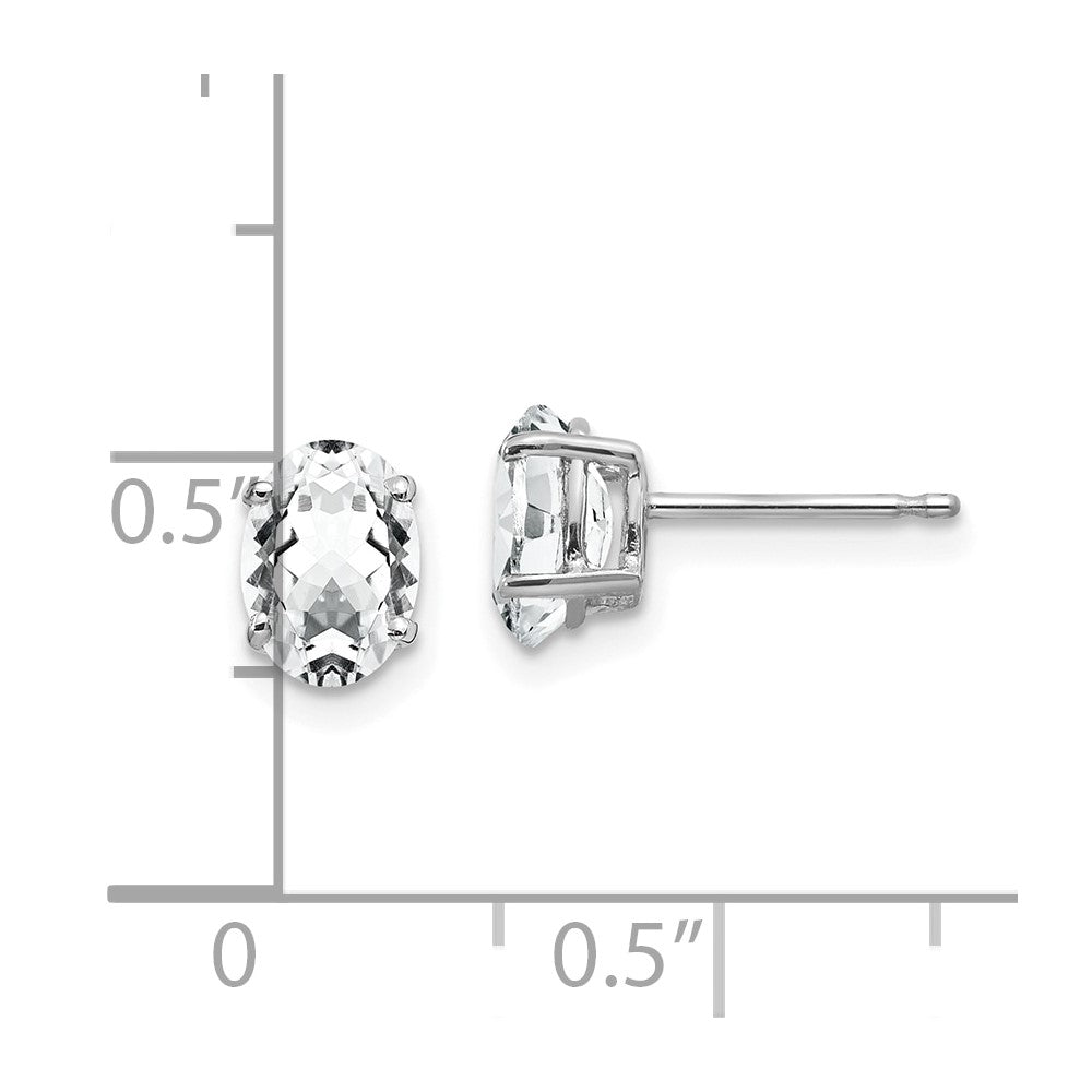 14K Weißgold Ohrstecker mit ovalem Zirkonia