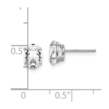 14K Weißgold Ohrstecker mit ovalem Zirkonia