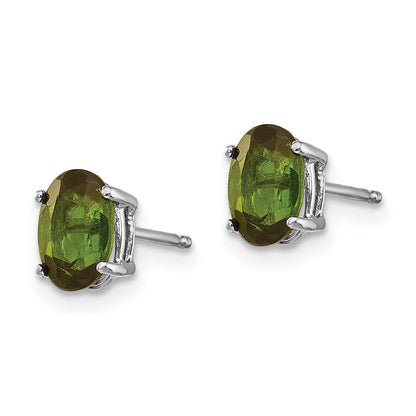14K Weißgold Grün Turmalin Ohrringe