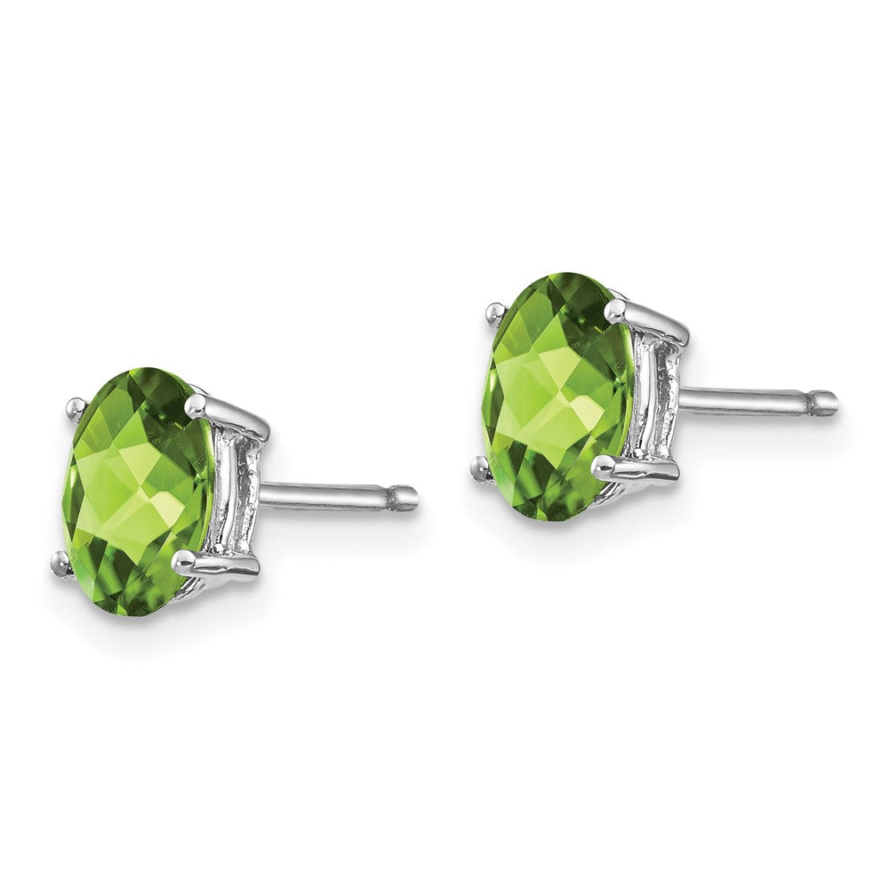14K Weißgold Ohrringe mit 7x5 mm ovalem Peridot