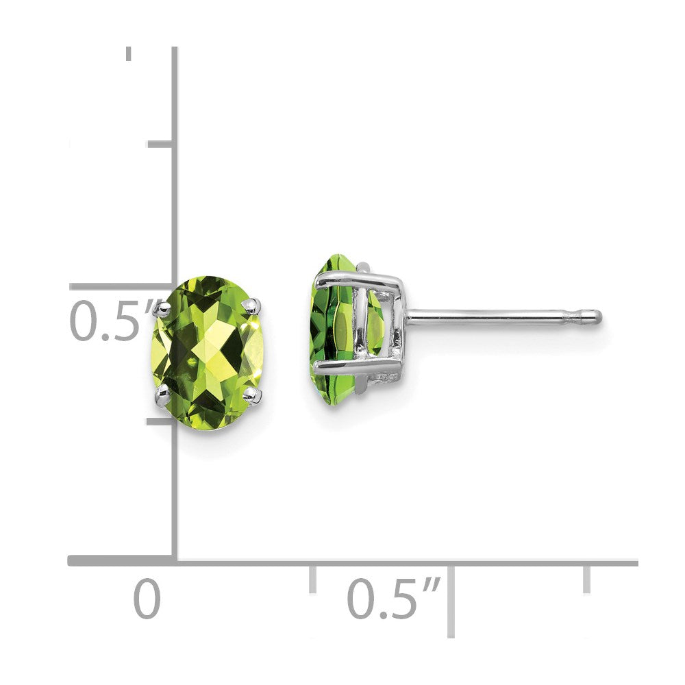 14K Weißgold Ohrringe mit 7x5 mm ovalem Peridot