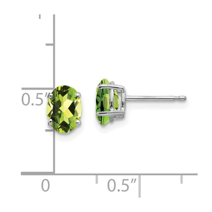 14K Weißgold Ohrringe mit 7x5 mm ovalem Peridot
