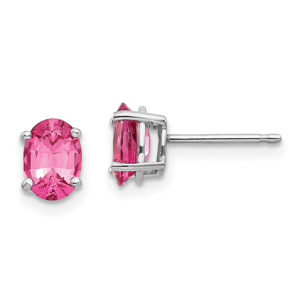 14K Weißgold Rosa Spinell Ohrringe