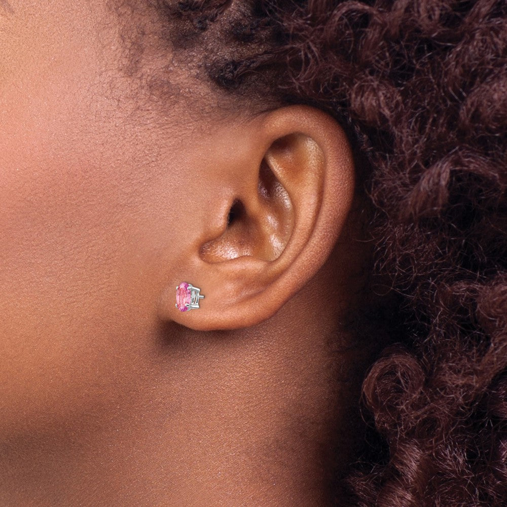 14K Weißgold Ohrringe mit Pink-Saphir