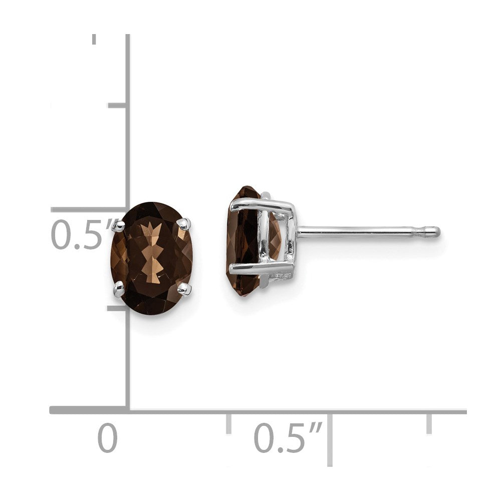 Ohrringe aus 14K Weißgold mit ovalem 7x5 mm Rauchquarz und Gelbgold-Zitrin