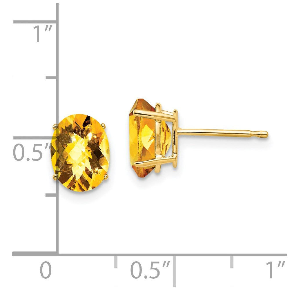 14K Gelbgold Ohrringe mit 8 x 6 mm ovalem Citrin im Schachbrettschliff